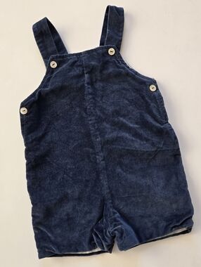 La Coqueta Kids Velvet Buganvilla Baby Overalls Navy 18m